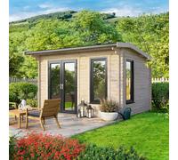 Powersheds 12x8 Apex Log Cabin - Left Hand Door, Brown