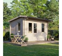 Powersheds Apex Roof Log Cabin 14' x 10', 28mm Log Thickness, Scandinavian Timber