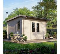 Power 14x12 Apex Log Cabin, Doors Central - 28mm Logs