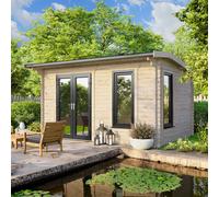 Powersheds Apex Roof Log Cabin 14ft x 8ft (Doors to Left) 44mm Log Thickness