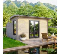 Powersheds Apex Roof Log Cabin 14ft x 10ft (Doors Central) 44mm Log Thickness