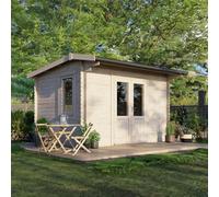 Powersheds Apex Roof Log Cabin 14ft x 10ft (Doors Central) 28mm Log Thickness
