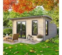 Powersheds Apex Roof Log Cabin 14' x 12', 44mm Anthracite Gre