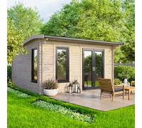 Powersheds Apex Roof Log Cabin 14' x 12', 44mm Anthracite Grey Timber