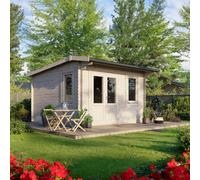 Power 14x14 Apex Log Cabin, Doors to the Left - 28mm Logs