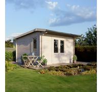 Powersheds Apex Roof Log Cabin 14ft x 14ft (Doors Central) 28mm Log Thickness