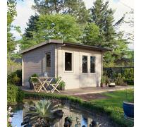 Powersheds Apex Roof Log Cabin 14ft x 14ft (Doors to Right) 28mm Log Thickness