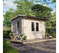 Powersheds Apex Roof Log Cabin 14ft x 8ft (Doors Central) 28mm Log Thickness