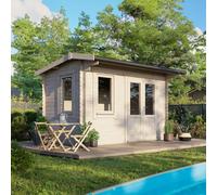 Powersheds Apex Roof Log Cabin 14'x8' (Doors to Right) 28mm Log Thickness