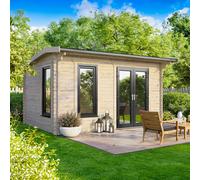Powersheds Apex Roof Log Cabin 14ft x 8ft (Doors to Right) 44mm Log Thickness
