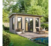 Powersheds Apex Roof Log Cabin 16' x 8', Anthracite Grey Timber