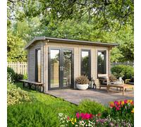 Power 16x8 Apex Log Cabin, Doors to the Left - 44mm Logs