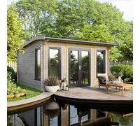 Power 16x16 Apex Log Cabin, Doors Central - 44mm Logs