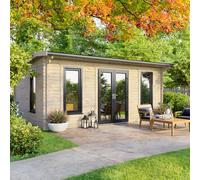 Powersheds Apex Roof Log Cabin 18ft x 12ft, 44mm Log Thickness, Anthracite Gre