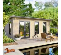 Powersheds Apex Roof Log Cabin 18ft x 12ft (Doors to Left) 44mm Log Thickness