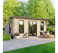 Powersheds Apex Roof Log Cabin 18ft x 14ft (Doors Central) 44mm Log Thickness