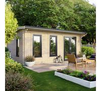 Powersheds Apex Roof Log Cabin 18' x 14', 44mm Anthracite Grey Timber