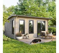 Power 18x16 Apex Log Cabin, Doors to the Right - 44mm Logs