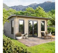 Power Apex Roof Log Cabin 18'x18' (Doors Central) 44mm Log Thickness