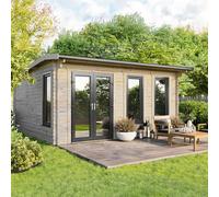 Power Apex Roof Log Cabin 18'x18' (Doors to Left) 44mm Log Thickness