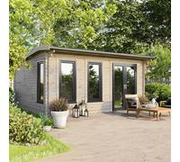 Power Apex Roof Log Cabin 18'x18' (Doors to Right) 44mm Log Thickness