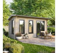 Powersheds Apex Roof Log Cabin 18ft x 8ft (Doors to Right) 44mm Log Thickness