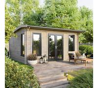 Power 18x16 Apex Log Cabin, Doors Central - 44mm Logs