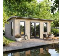 Power 20x16 Apex Log Cabin, Doors Central - 44mm Logs