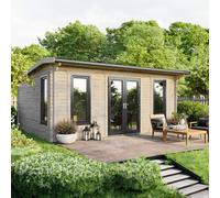 Power Apex Roof Log Cabin 20'x18' (Doors Central) 44mm Log Thickness