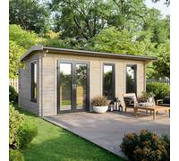 Powersheds Apex Roof Log Cabin 20ft x 12ft (Doors to Left) 44mm Log Thickness