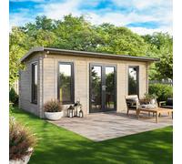 Powersheds Apex Roof Log Cabin 20ft x 12ft, 44mm Log Thickness, Anthracite Gre