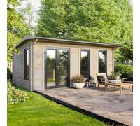 Powersheds Apex Roof Log Cabin 20'x14' (Doors to Left) 44mm Log Thickness