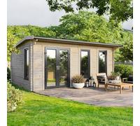 Power Apex Roof Log Cabin 20'x16' (Doors to Left) 44mm Log Thickness