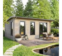 Powersheds Apex Roof Log Cabin 20'x16' (Doors to Right) 44mm Log Thickness