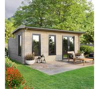 Power 20x18 Apex Log Cabin, Doors to the Right - 44mm Logs