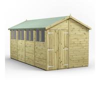 Power 16x8 Premium Apex Double Door Garden Shed
