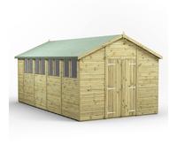 Power 18x10 Premium Apex Double Door Garden Shed