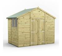 Powersheds 6x10 Premium Apex Double Door Garden Shed, Green