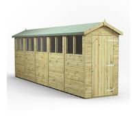 Powersheds 20x4 Premium Apex Garden Shed, Green