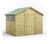 Powersheds Apex Roof Premium Single Door Garden Shed, 8ft x 10ft Timber