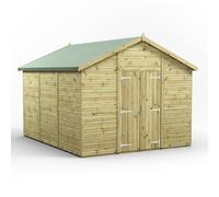 Power 12x10 Premium Apex Windowless Double Door Garden Shed