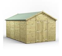 Powersheds Apex Roof Premium Windowless Double Door Garden Shed, 16ft x 10ft, 5084mm x 3170mm, Timber Construction
