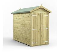 Power 8x4 Premium Apex Windowless Double Door Garden Shed, Green