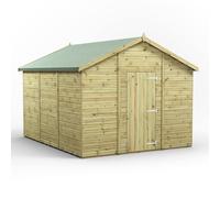 Power 12x10 Premium Apex Windowless Garden Shed, Green