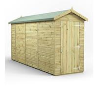 Power 14x4 Premium Apex Windowless Garden Shed, Green