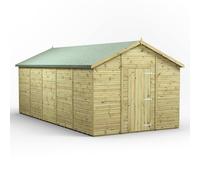 Powersheds Apex Roof Premium Windowless Single Door Garden Shed, 20ft x 10ft, Timber Construction, Shiplap Tongue and Groove