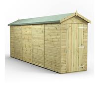 Power 18x4 Premium Apex Windowless Garden Shed, Green