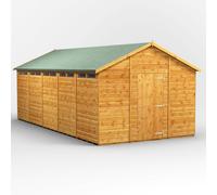 Powersheds Apex Roof Security Shed 20'x10', Golden Brown Timber Shiplap Tongue and Groove