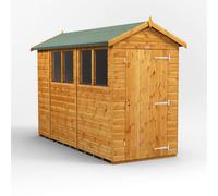 Powersheds Apex Roof Single Door Garden Shed 10ft x 4ft, Golden Brown Timber