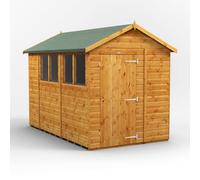 Powersheds Apex Roof Single Door Garden Shed 10ft x 6ft, Golden Brown Timber